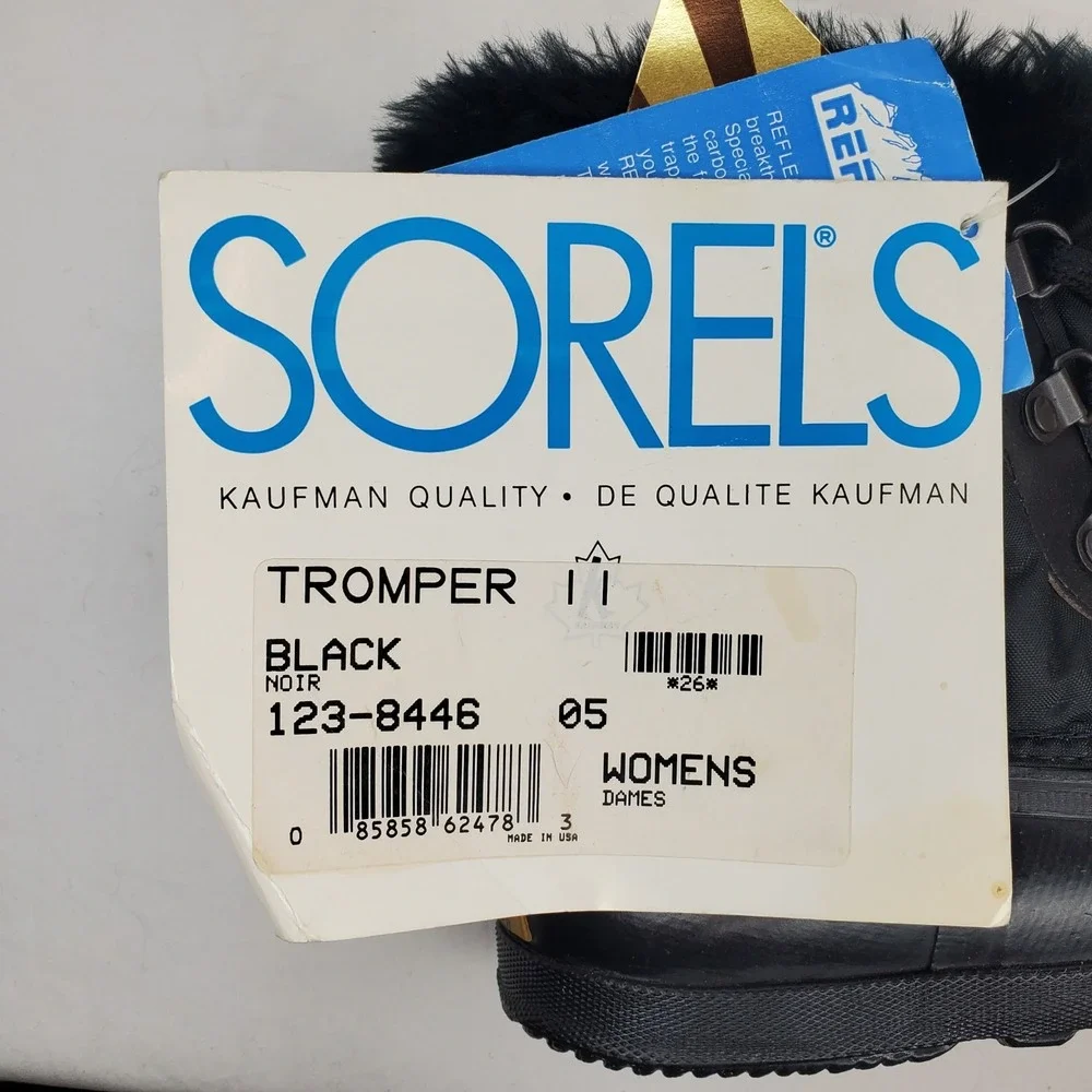 NWT VTG SOREL KAUFMAN Canadian WOMENS 5 BLACK INSULATED WATERPROOF WINTER BOOTS